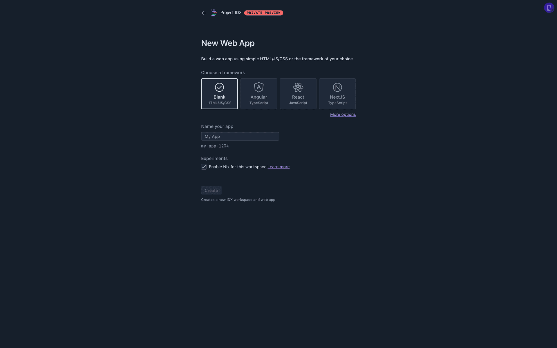 Select Web Project Framework