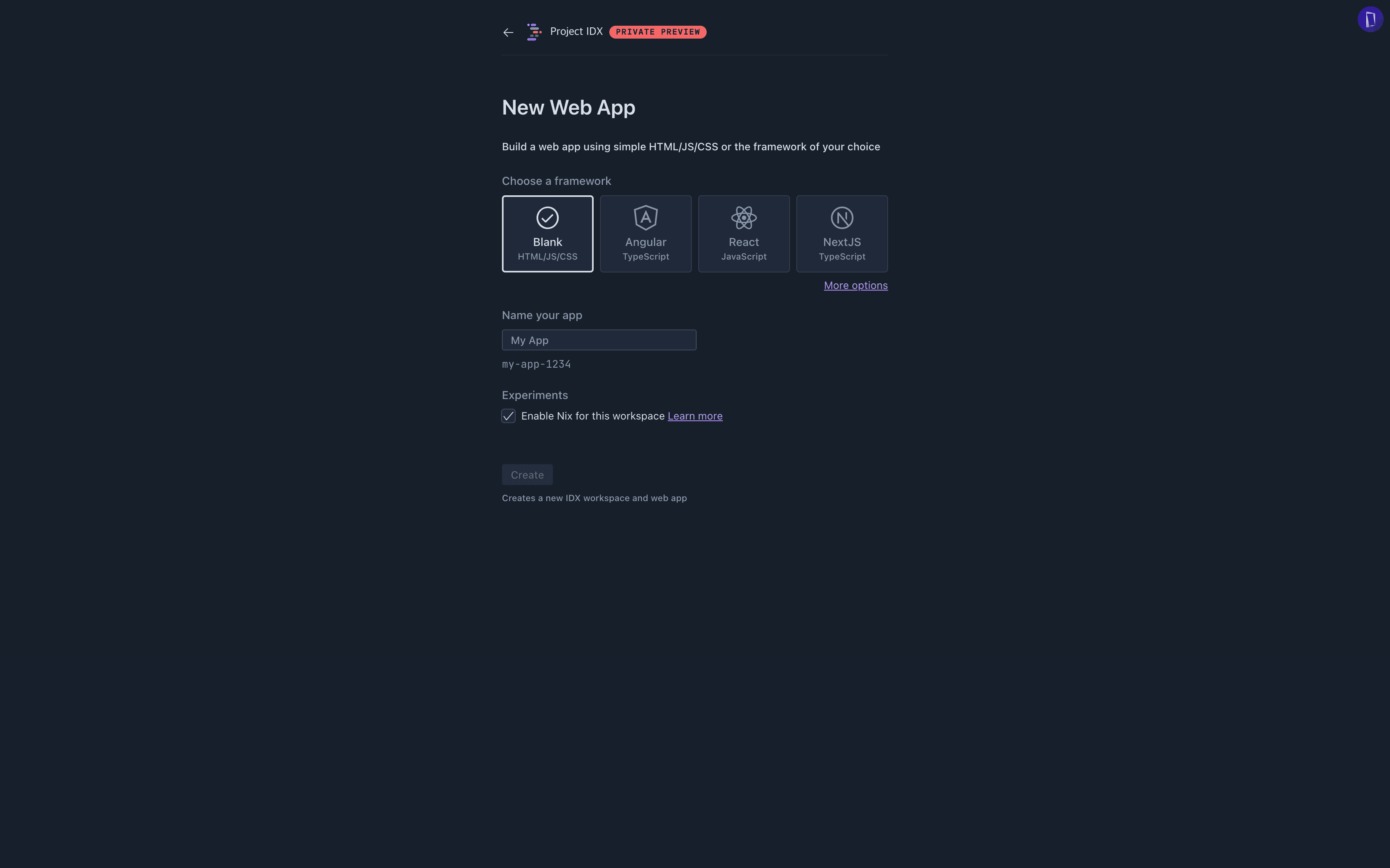 Select Web Project Framework