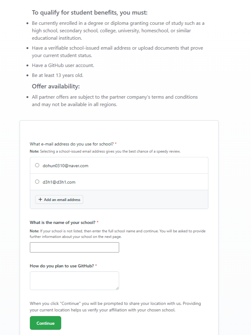 Add School Email Adress