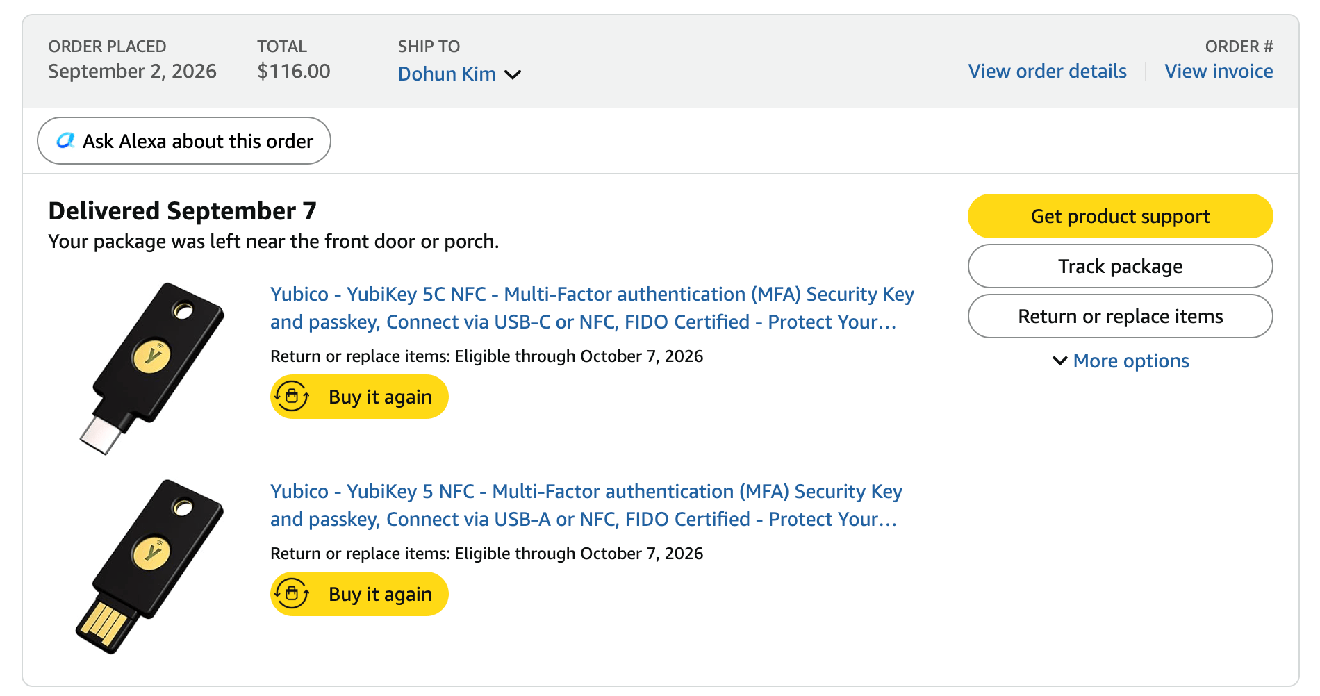 Purchasing YubiKey 5C NFC And YubiKey 5 NFC On Amazon