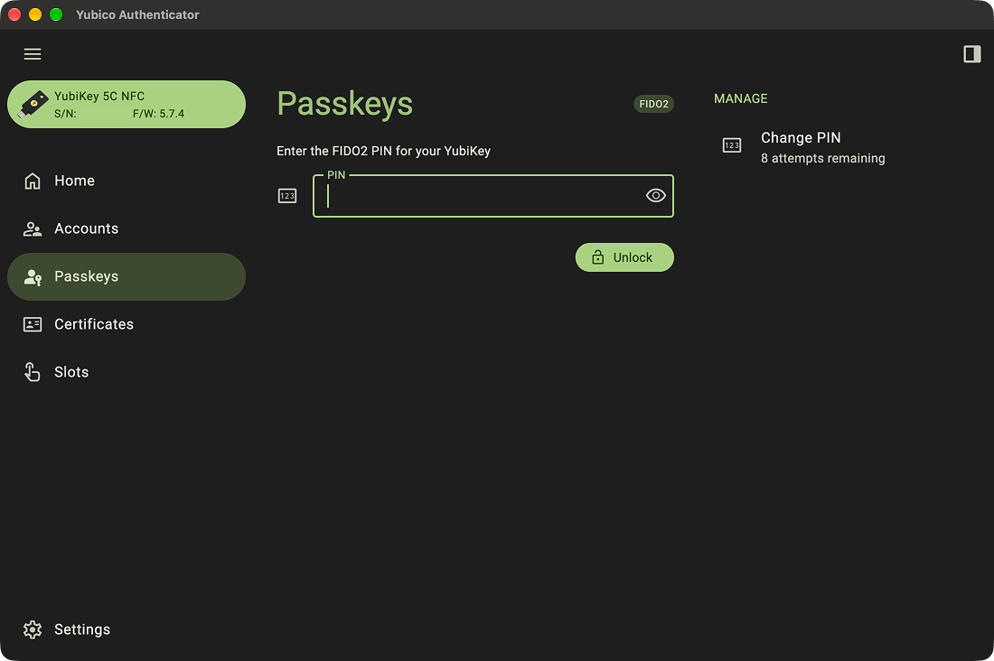 Yubico Authenticator Passkey Tap